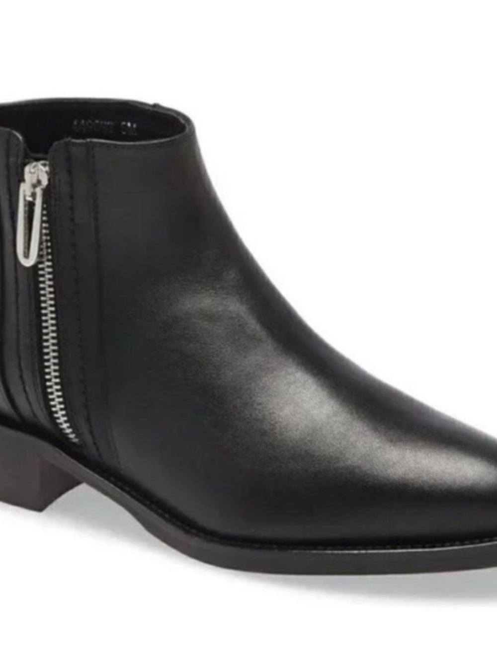 Aquatalia Black Leather Ankle Boot with Side Zip Detail